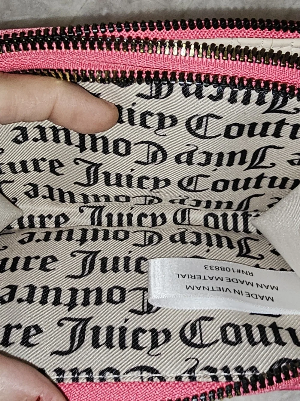 Juicy Couture Hot Pink Embossed Double Zip-Around Wallet with Gold Heart Charm